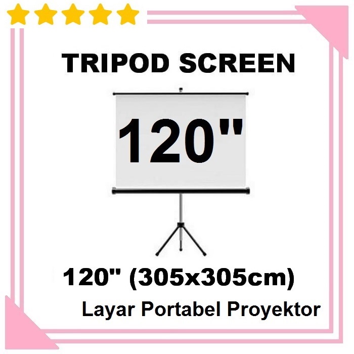 Layar Proyektor Tripod 120 Inch Layar Proyektor Portabel Portable Projector Screen