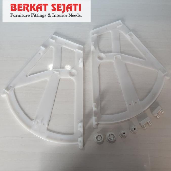 Bracket Fitting Engsel Lemari Rak Sepatu Putar 2 Susun Hitam Plastik stock ready