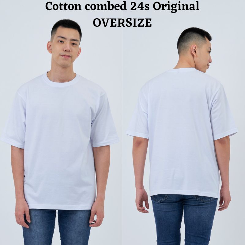 Baju Kaos Oblong t-shirt Pria Oversize Cotton Combed 24s Lengan Pendek Jumbo , Pakaian Pria, Atasan 