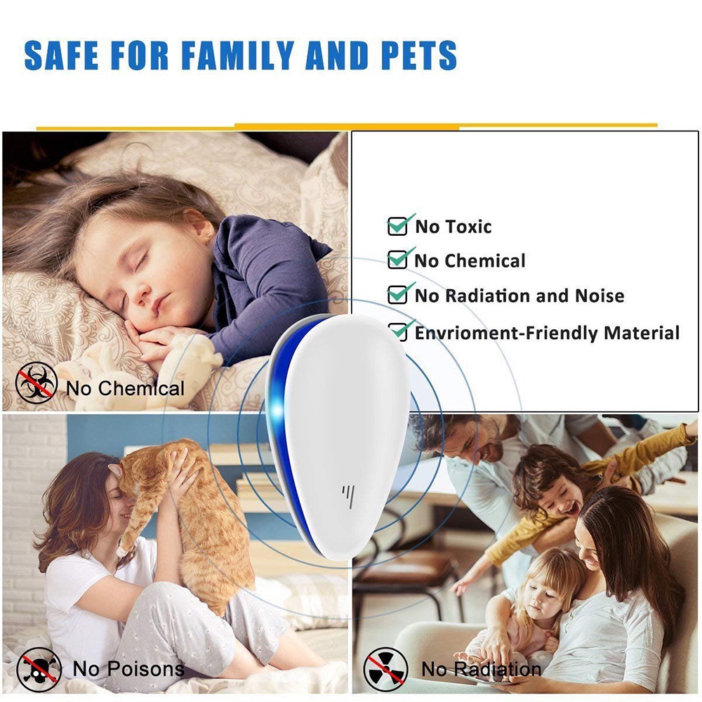 ღ Ultrasonik Tidak Beracun Wave Pest Repeller Listrik Anti Tikus Serangga Alat Pengusir Nyamuk Hama Penolak Indoor Elektronik Plug