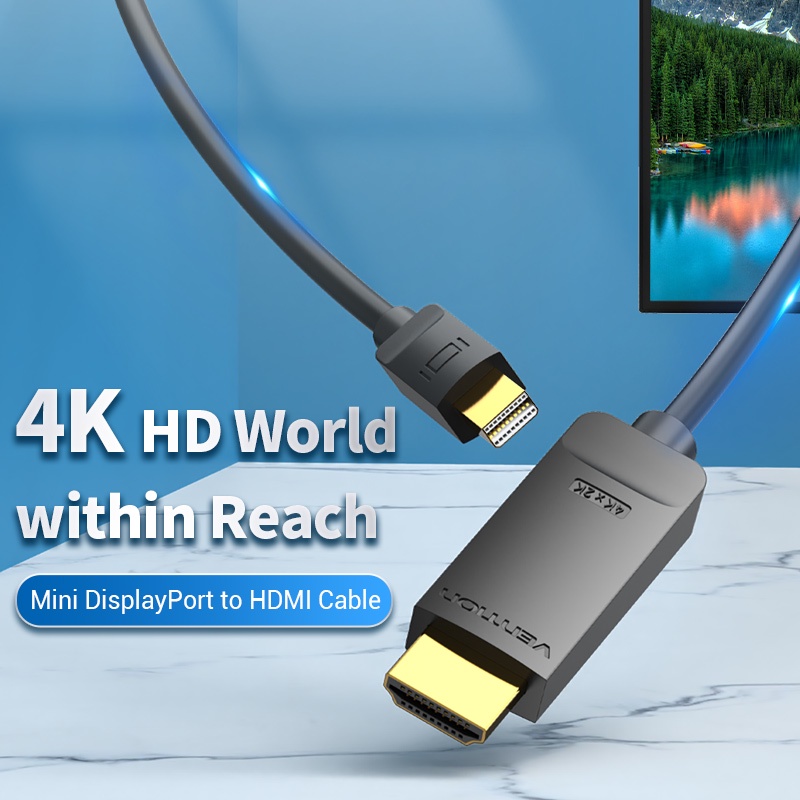 (Bisa Cod) Vention Kabel Mini DisplayPort Mini DP to HDMI 4K 30HZ HAH ORIGINAL