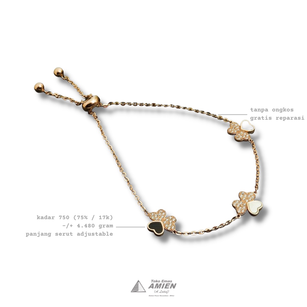 Toko Emas Amien Gelang Emas Asli Amero Kadar 750 (75% / 17K) 4.480 Gram - Bracelet Italia Serut Adju