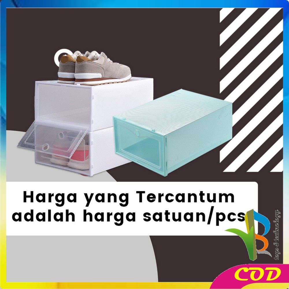 RB-C158 Kotak Sepatu Lipat Transparan Tebal Shoes Storage Box Organizer Rak Sepatu Plastik Susun