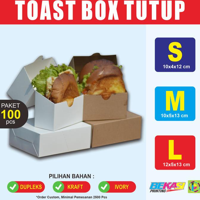 

Take Away Toast Box Tutup Dus Kotak Roti Bakar Panggang 10x5x13 cm