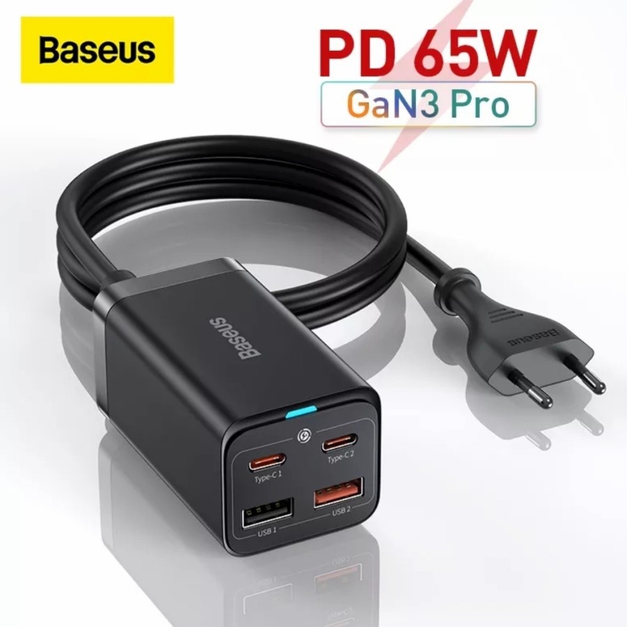 BASEUS Charger 65W Gan 3 Pro 4 PORT Super Fast Charging 2.0 SAMSUNG QC 4.0