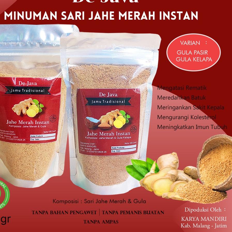 

Jahe Merah Instan Dejava Jahe Merah Bubuk Minuman Jamu Tradisional Sari Jahe Merah Tanpa Ampas Gula Putih Gula Kelapa Coconut Sugar 100 gram ₽