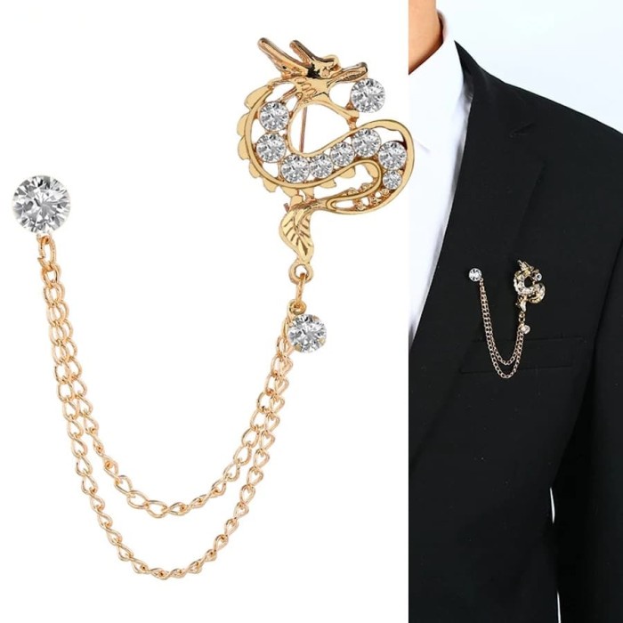 Pin Aksesoris Gold Dragon Bros Jas Kameja Wedding Pria Mens Classic