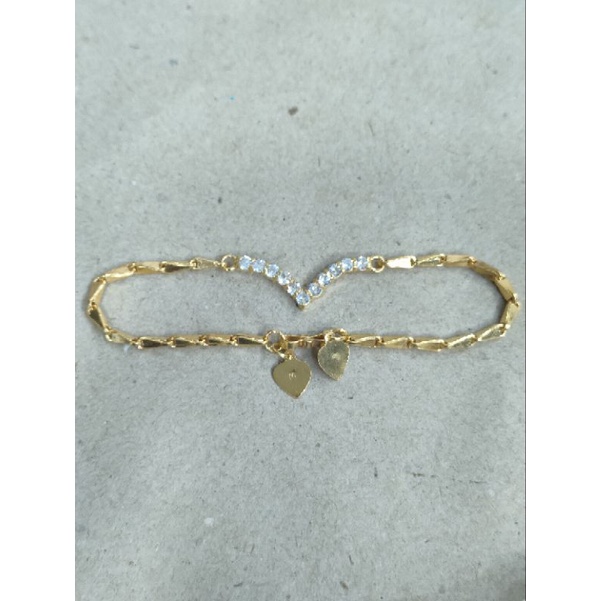 gelang padi V mata putih 3 gram emas muda