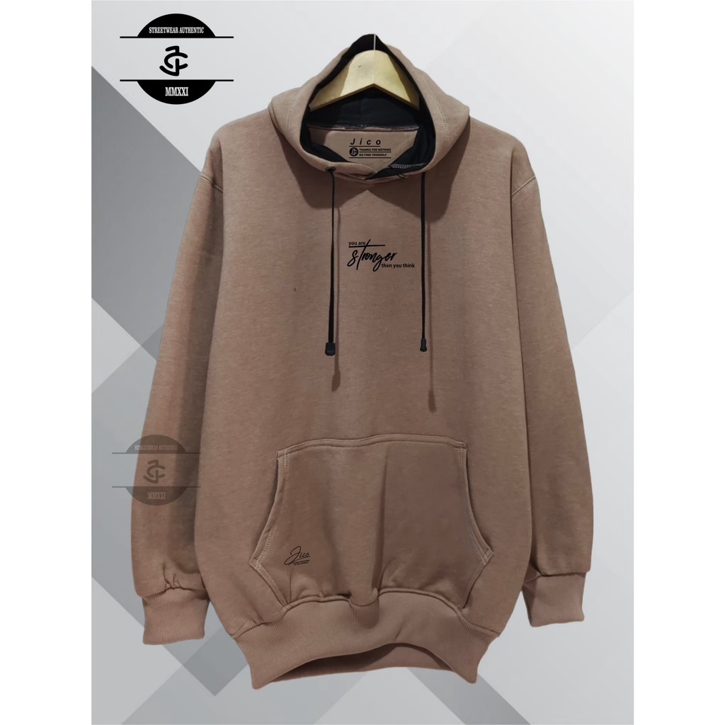 Jaket Hoodie Distro [BISA COD] Terpopuler dan Terlaris di Indonesia 100% Original Brand JICO local Kota Bandung List Stronger M L XL XXL Warna Moka