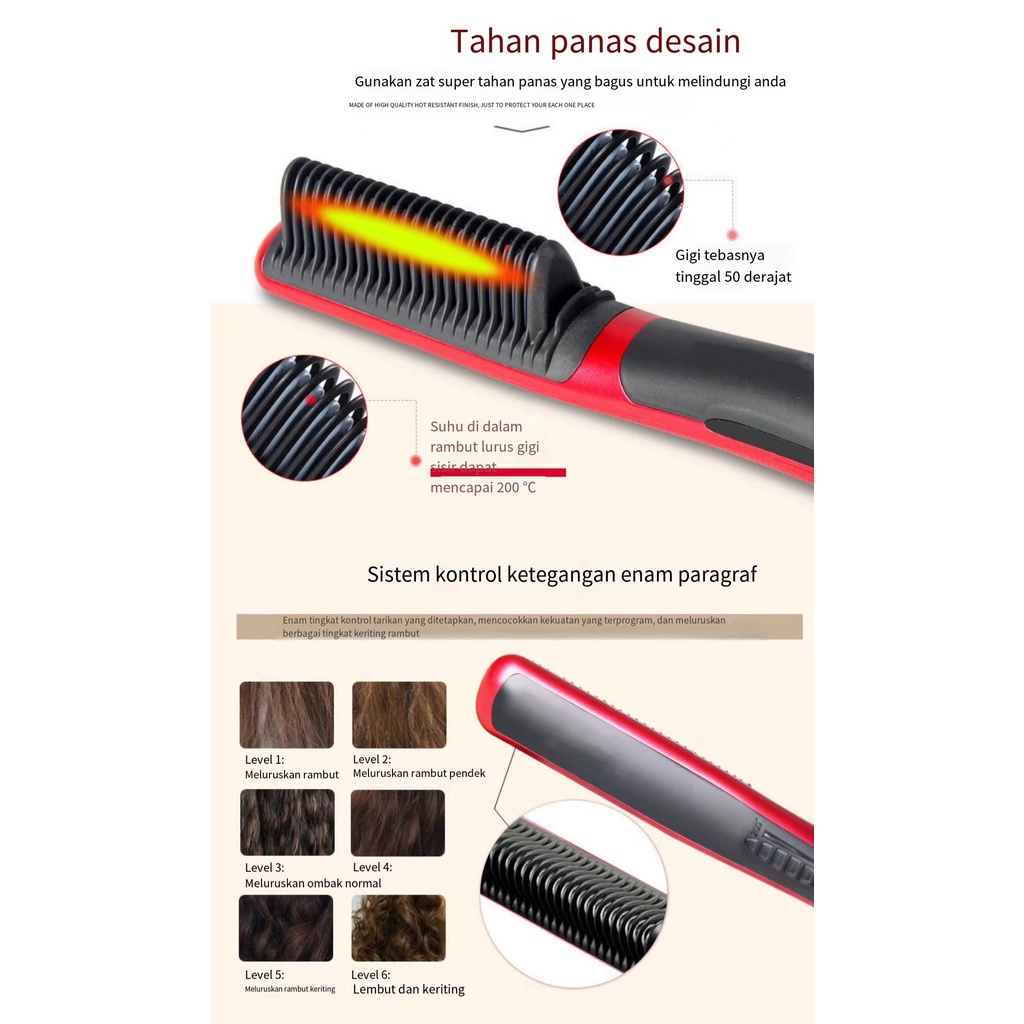 Catokan HQT 908 Sisir Catok Rambut Curly Pelurus Rambut Aksesories Perawatan Alat Kecantikan Rambut Model Portable Mudah Untuk dibawa