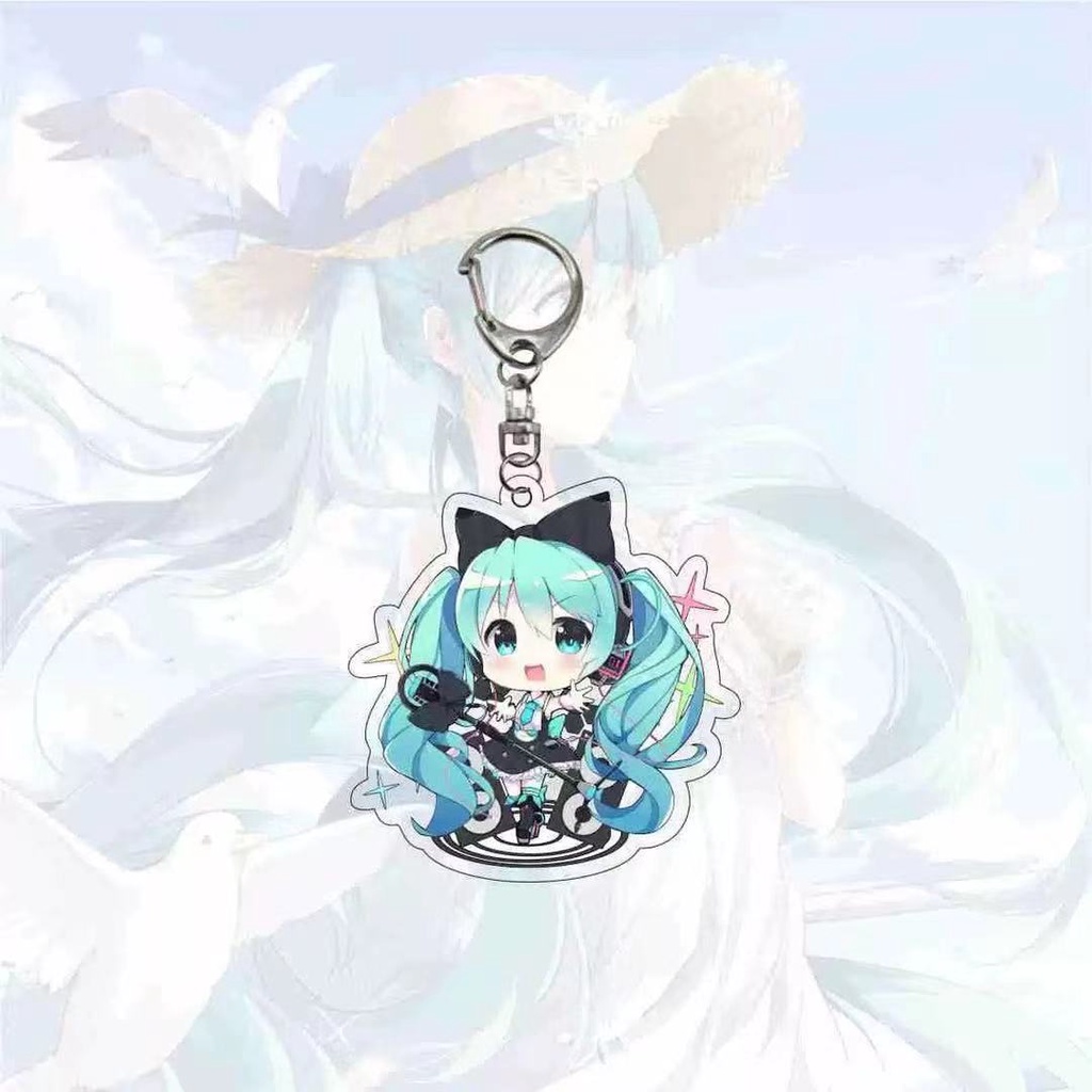 Gantungan Kunci Desain Anime Hatsune Miku Bahan Akrilik Ukuran 6Cm