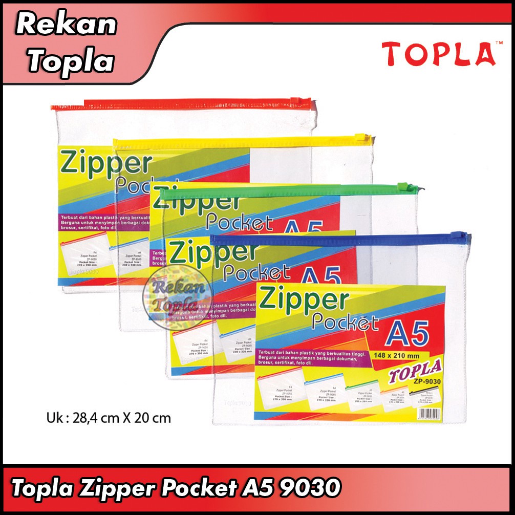 

Zipper Pocket B5 / Map Resleting B5 / Merek Topla