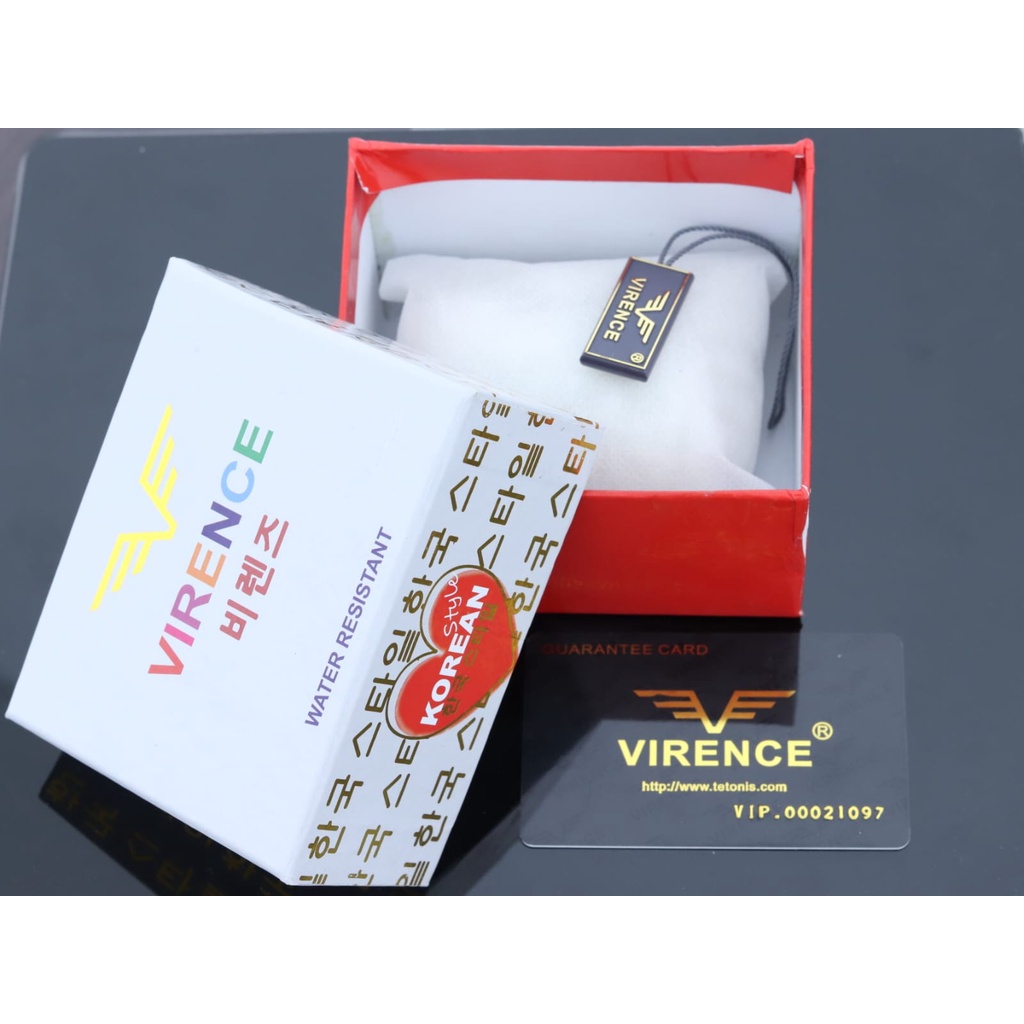 Jam tangan Wanita Original VIRENCE Strap Rantai V3003RT Full Set Original Water Resistance