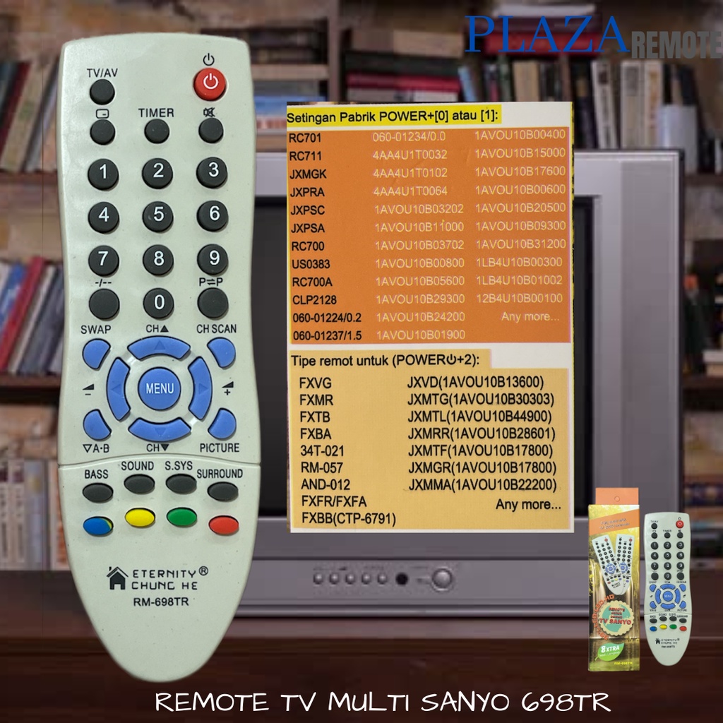 remote tv SANYO MULTIFUNGSI LANGSUNG PAKAI jxpsg 698