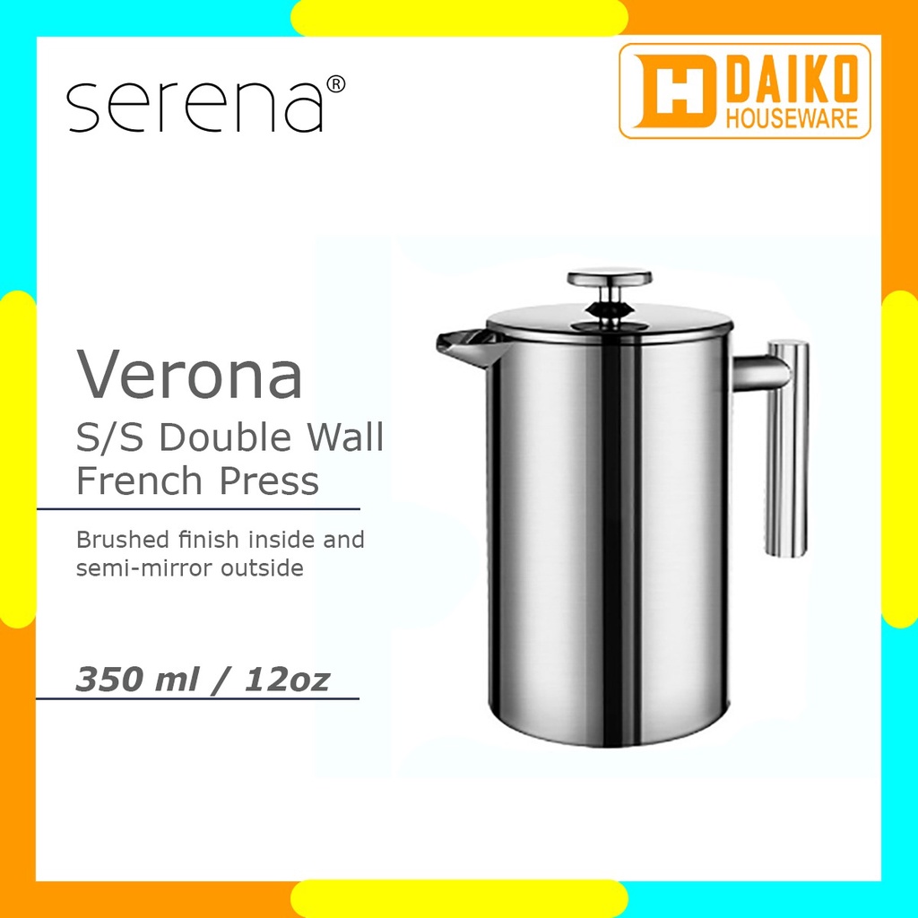 French Press Stainless Serena Verona 350ml Double Wall Warna Silver