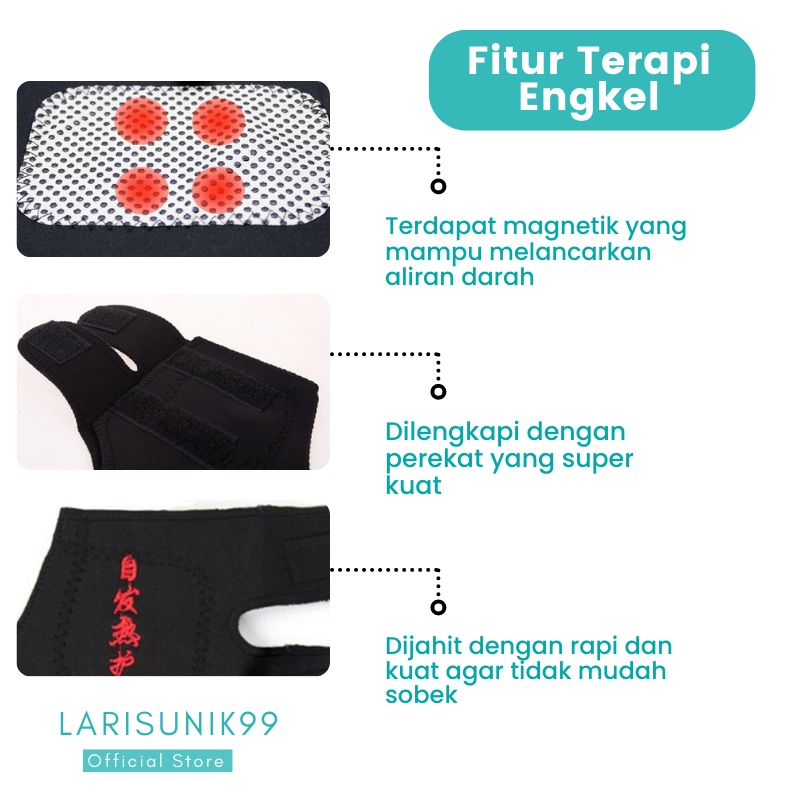 Deker Pergelangan Kaki Alat Terapi Sabuk Terapi Engkel Pemanas Ankle Magnetik Nyeri 2pcs