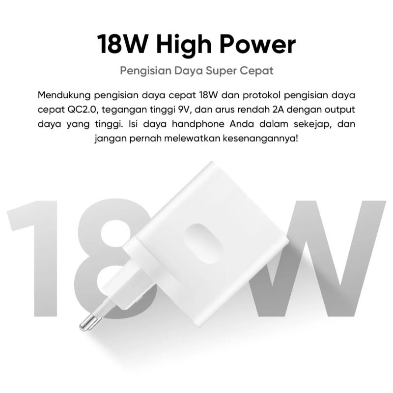 ADAPTOR CHARGER REALME 18W ORIGINAL GARANSI 6 BULAN