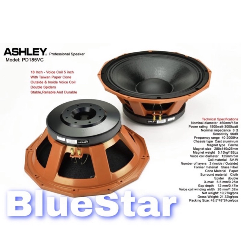 Speaker Component Ashley PD 185VC  18 inch Original Ashley PD185VC