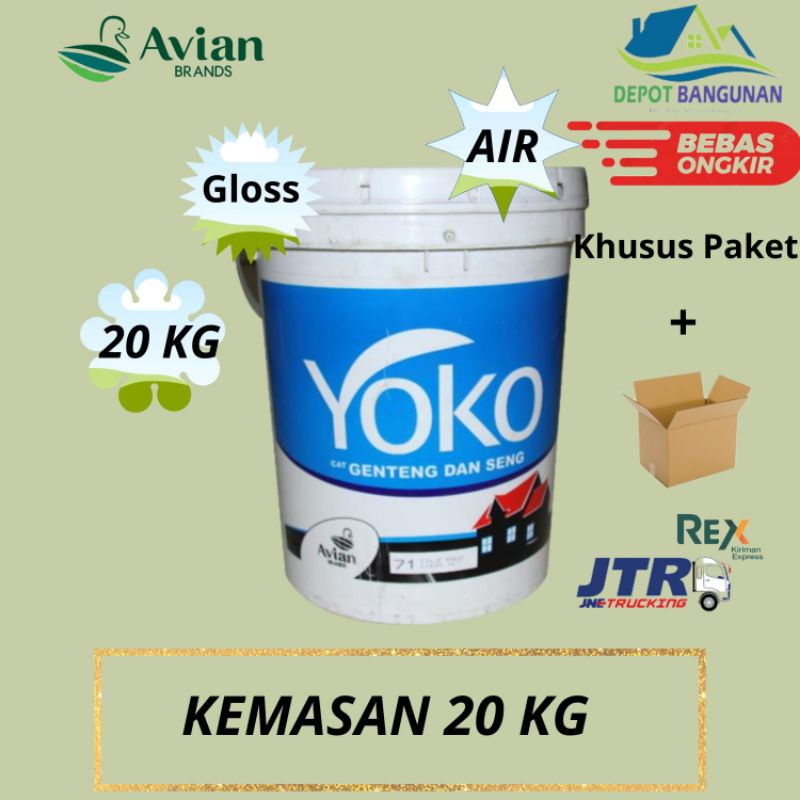 Cat Genteng Dan Seng AVIAN Brands YOKO Ready Mix 20 KG Super Black PAKET
