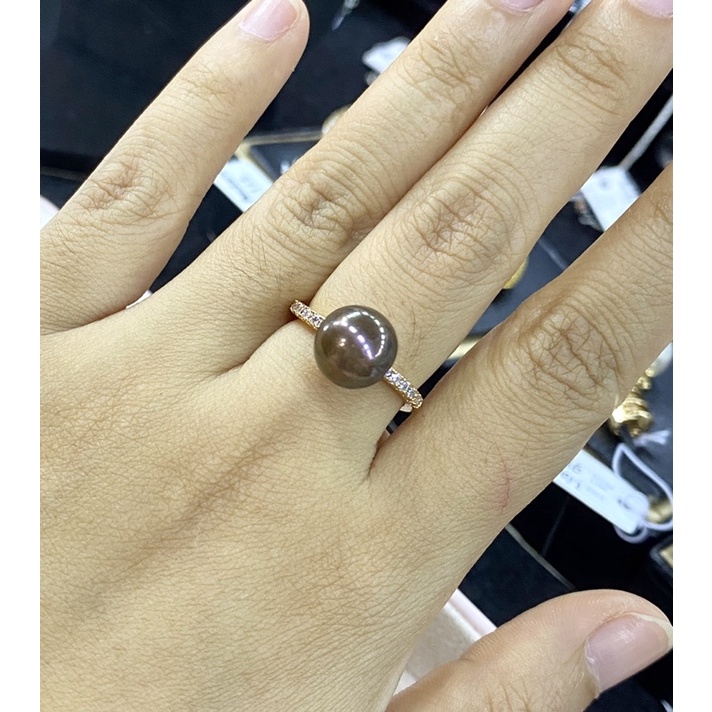 cincin rodhium mutiara laut hitam coklat asli lombok / mutiara asli lombok butiran