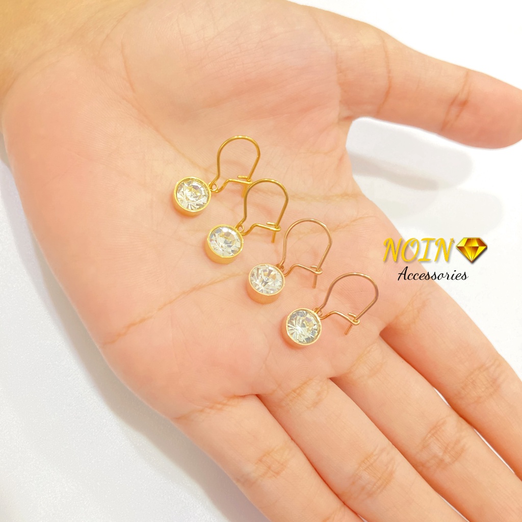 Anting Korea Wanita Titanium Anti Karat Polos Permata Earing Aksesoris Fashion Murah