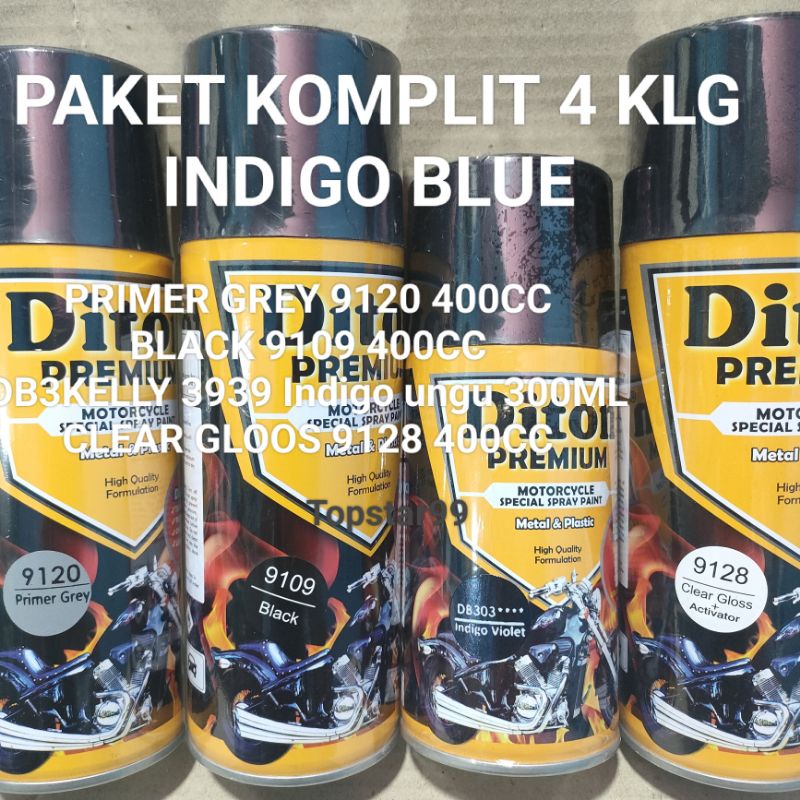 Pilok Cat Diton Premium Paket Lengkap 4 Kaleng Bunglon DB303 303 300ML Primer Grey 9120 Black 9109 Clear Gloss 9128 400cc Pilox Paketan Cat Semprot Special Spray Paint