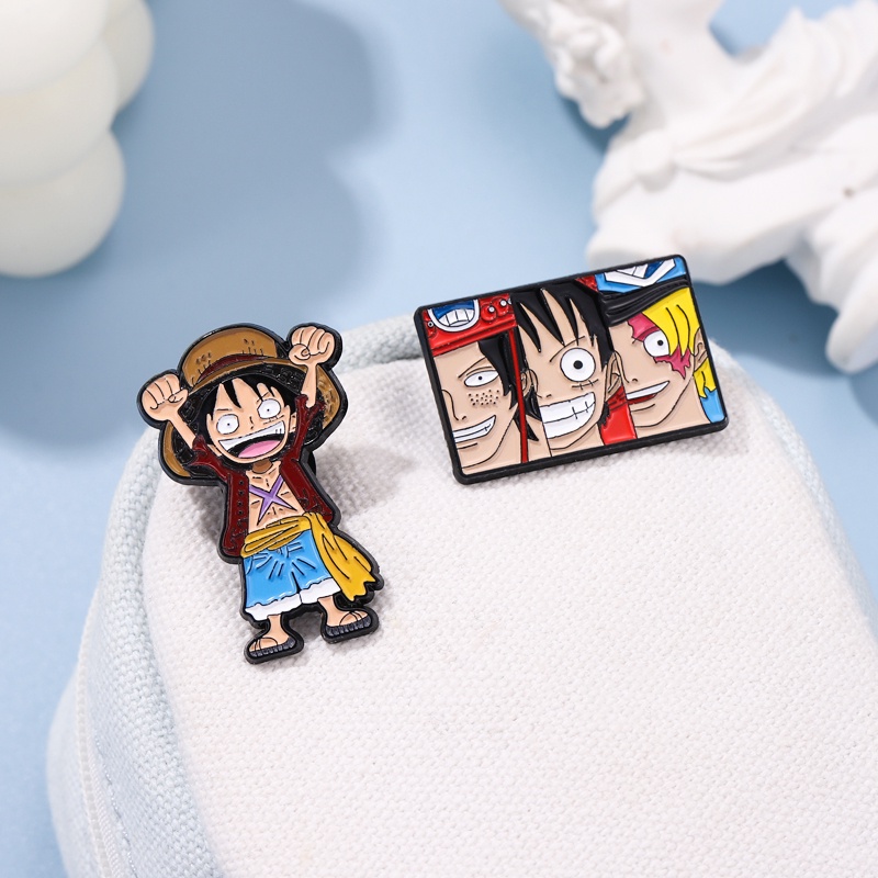 Bros Pin Enamel Desain Anime Luffy Ace Sabo Roronoa Zoro Bahan Alloy Metal Untuk Hadiah