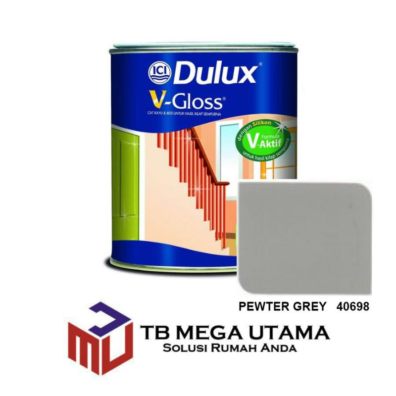 Dulux V - Gloss 40698 Pewter Grey 0,8 Liter | Cat Kayu dan Besi Interior