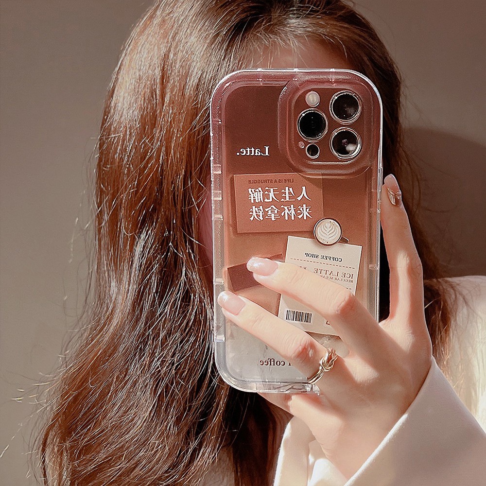 Case Pelindung Penuh Desain Label Kopi Latte Untuk Iphone 11 12 13 14 PLUS PRO MAX