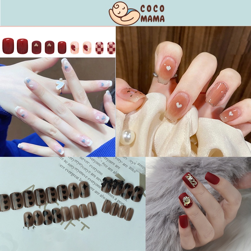 COCO MAMA Kuku Palsu Murah Nail Art/ Kuku Palsu Pengantin/ Fake Nail Stickers Make Over/ Fake Nails