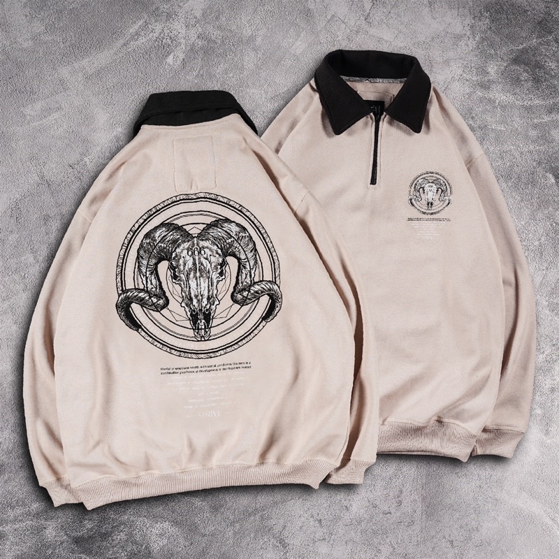 [N01026] Jaket Sweater Rugby Distro Motif STRIVE