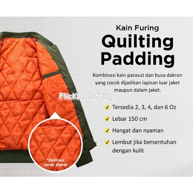 Bahan Kain Quilting Dakron Parasut Quilting Padding Parasit Quilting Dakron Hitam 2oz 3oz 4oz 6oz