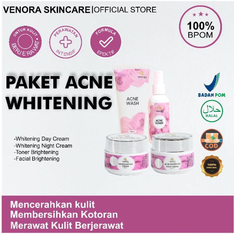 Jual PAKET ACNE WHITENING SERIES VENORA SKINCARE Shopee Indonesia
