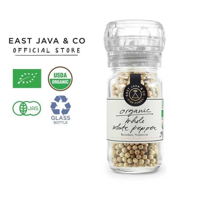 

READY East Java & Co Organic Whole White Pepper Mill-54g(Lada Putih Organik)