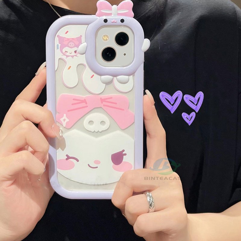 Realme 10 C55 C30 C31 C33 C35 C21Y C25Y RealmeC11 C25 C17 C15 C12 C3 C2 7i 5 5i 6i Kuromi Little Monster Frame Lensa Phone Case Binteacase