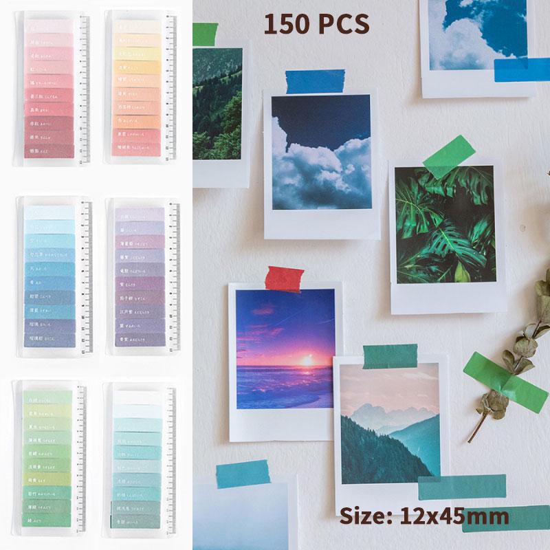 150pcs Sticky Note Warna Pastel Bisa Ditulis Dengan Penggaris Untuk Penanda Halaman Buku