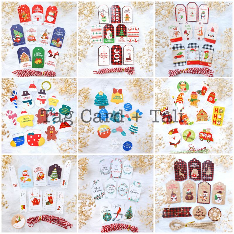 Tag card natal +TALI. Hang tag christmas. Tag card natal lucu