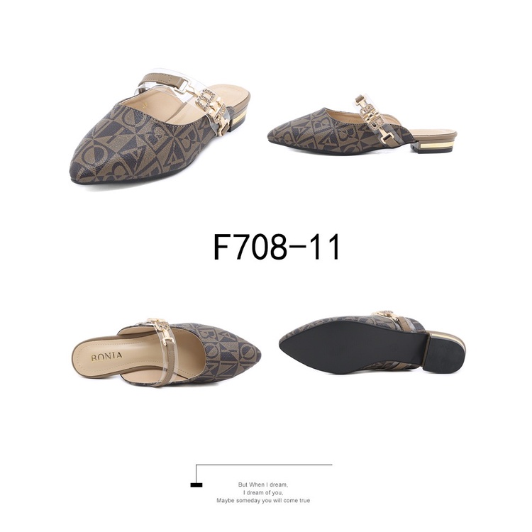 BO Chain BB-Logo Flats Mules F708-11