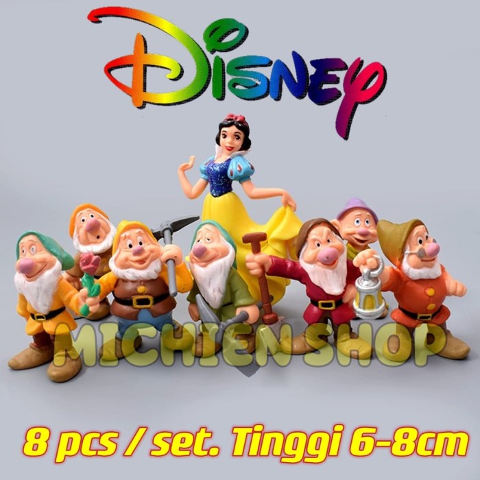 Action Figure Set Snow White Topper Kue Putri Salju dan 7 Kurcaci