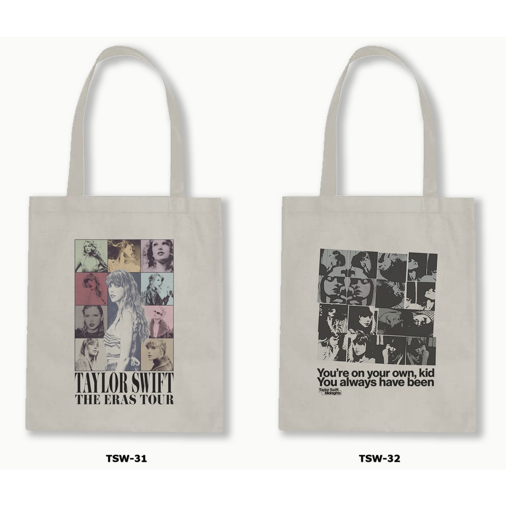 Tas Tote Bag Resleting Kanvas/Blacu  Taylor Swift 03