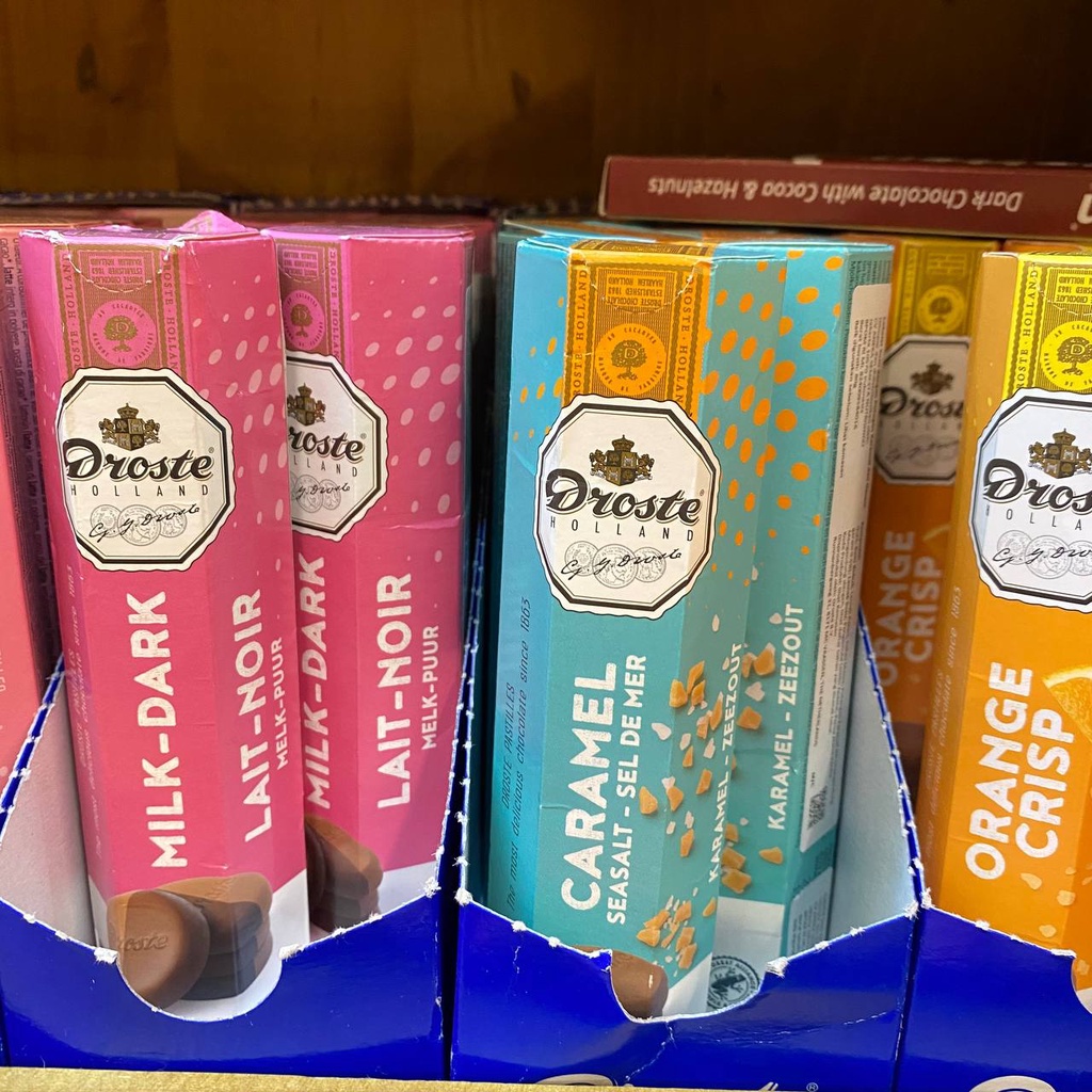 

Droste Chocolate Rasa Milk / Dark / Milk x Dark / Caramel / Orange Crisp / Extra Dark / Milk x White
