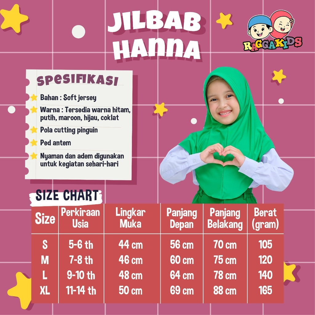 Jilbab sekolah anak putih | jilbab sekolah anak coklat raggakids rumbay