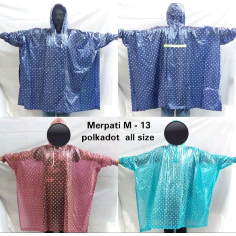 mantel / jas hujan / mantel ponco lengan polkadot / mantel polkadot / mantel ponco