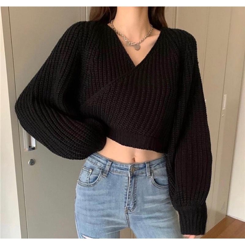 Queenbags89 baju outfit cewek baju atasan wanita baju Rajut Bunnie Crop