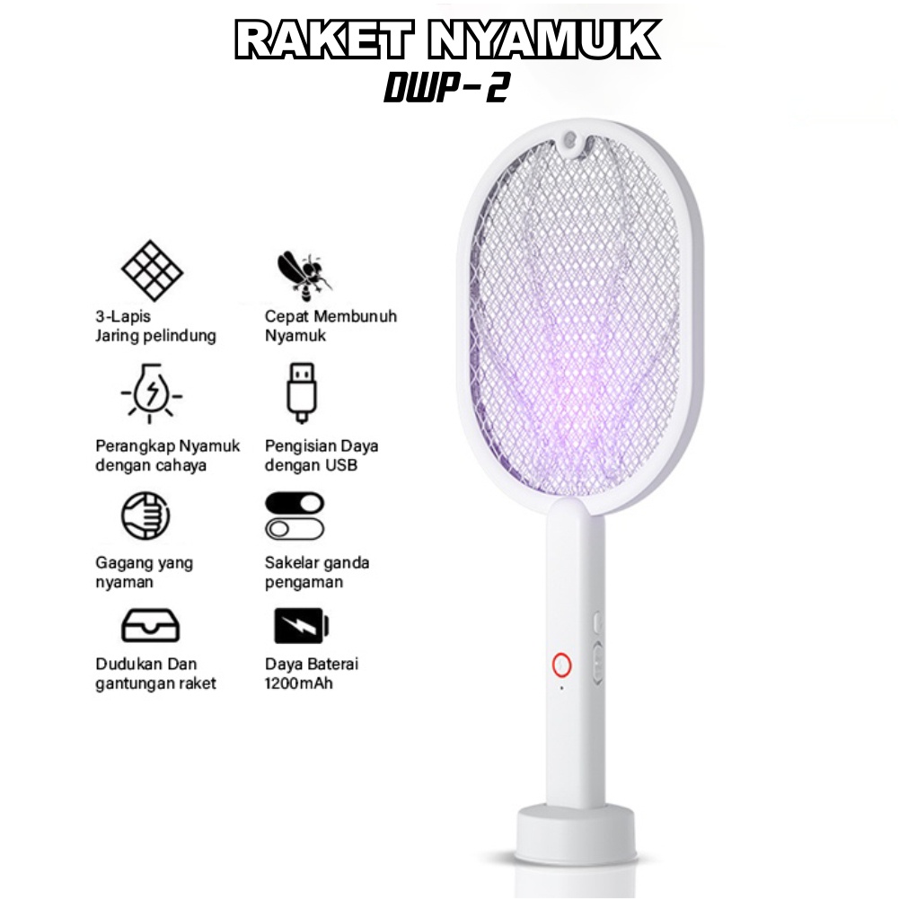 Raket nyamuk insect killer Dapat digantung 2 in 1 canggih efektif Rak Nyamuk Listrik DWP WORLDHOME66