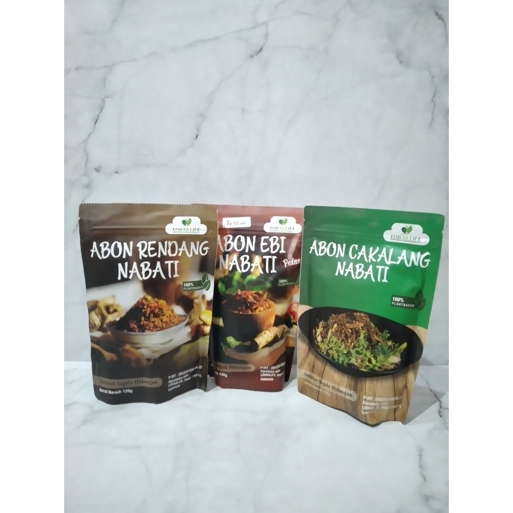 

ABON CAKALANG / ABON RENDANG / ABON EBI PEDAS NABATI VEGAN LOHAS LIFE 120GR
