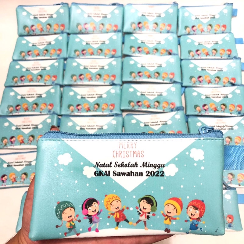 Custom Dompet Panjang Souvenir Natal Tambah Nama Gereja Komsel Sekolah Minggu