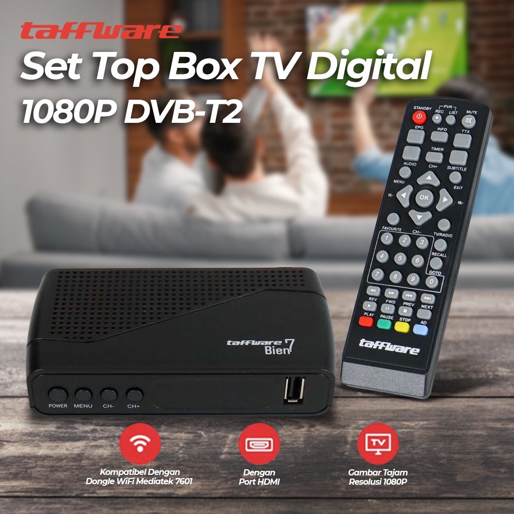 SET TOP BOX STB Taffware Bien7 TV Digital 1080P DVB-T2 - GX6701 - Black