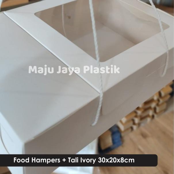 Box Food Hampers + Tali / Box Kraft Mika + tali - Putih