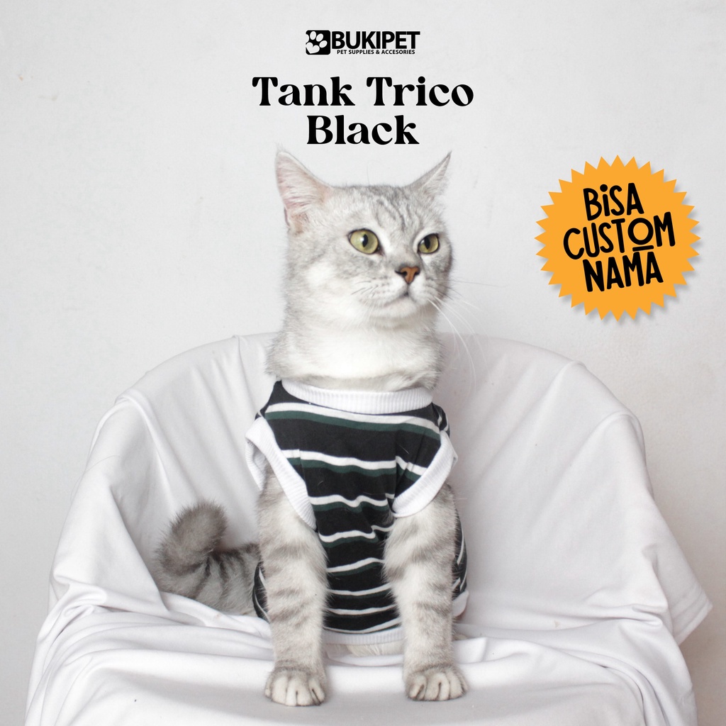 baju kucing anjing kelinci monyet lucu murah aksesoris hewan - BUKI TANK TRICO BLACK SERIES